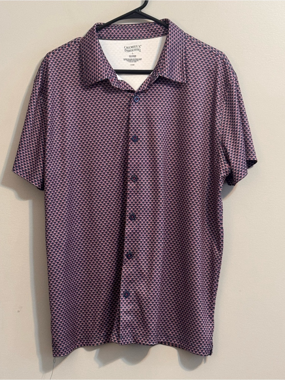 Cremieux Premium Denim Men’s Large Geometric Print Short Sleeve Button Down